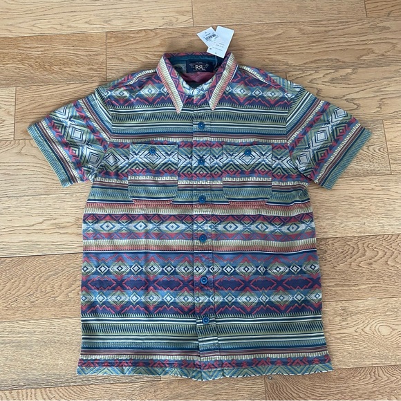 RRL Double RL Ralph Lauren Navajo Serape Button Work Shirt Workwear Ikat $299 S - Picture 1 of 10